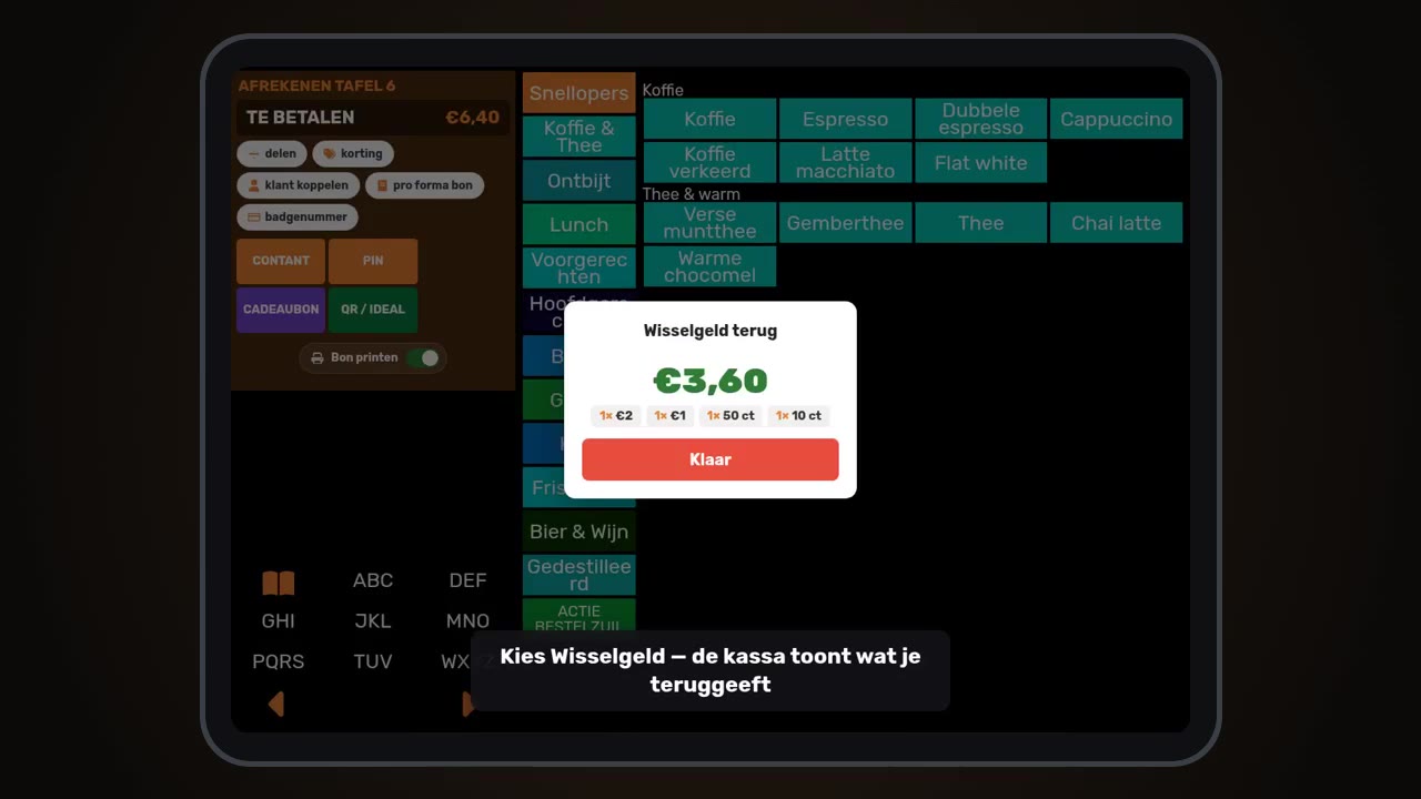 Contant: fooi & wisselgeld