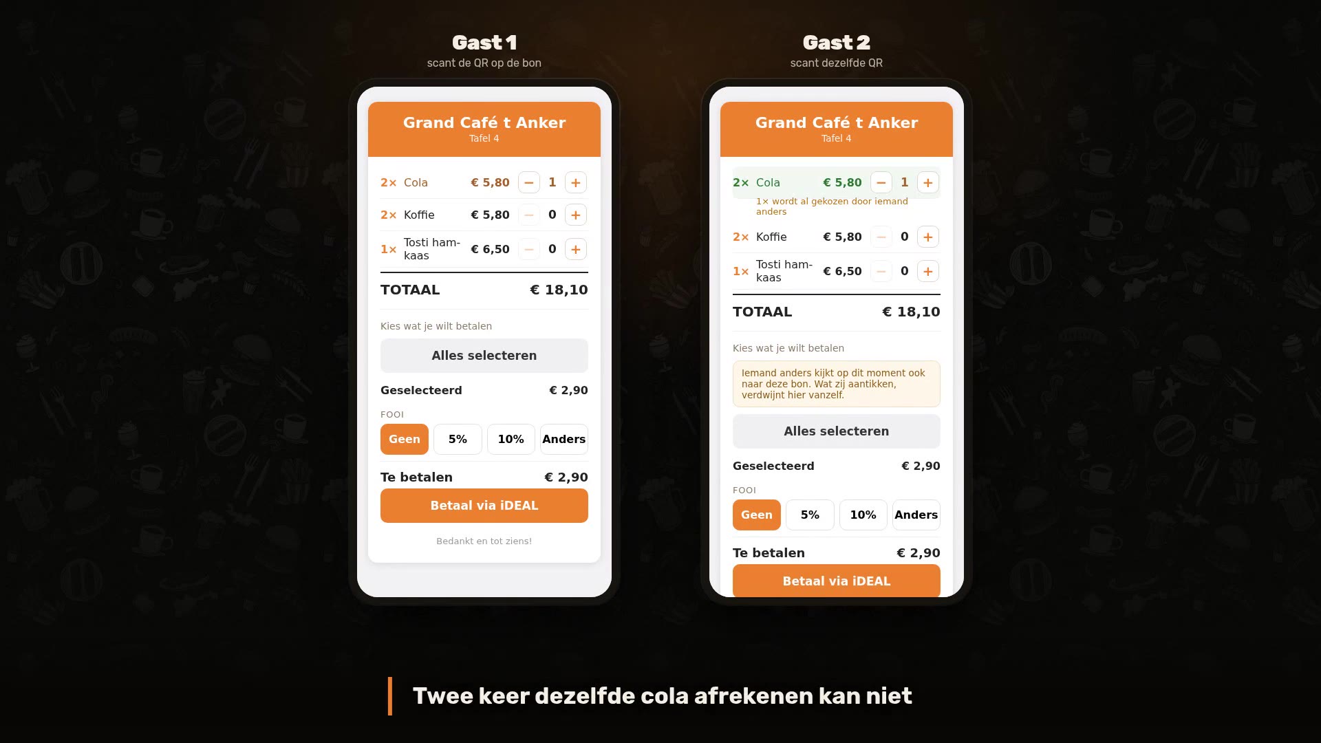Samen afrekenen op één bon